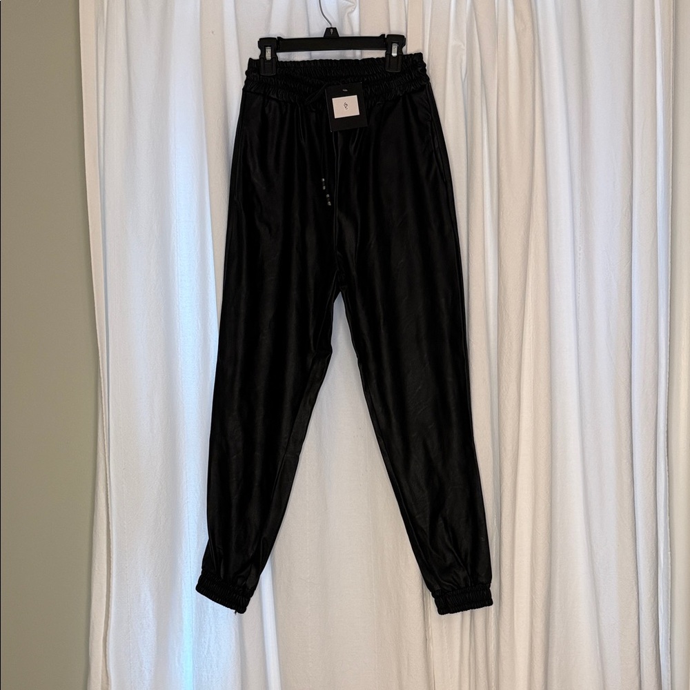 Parisian fux LEATHER Sleek Black Trousers
